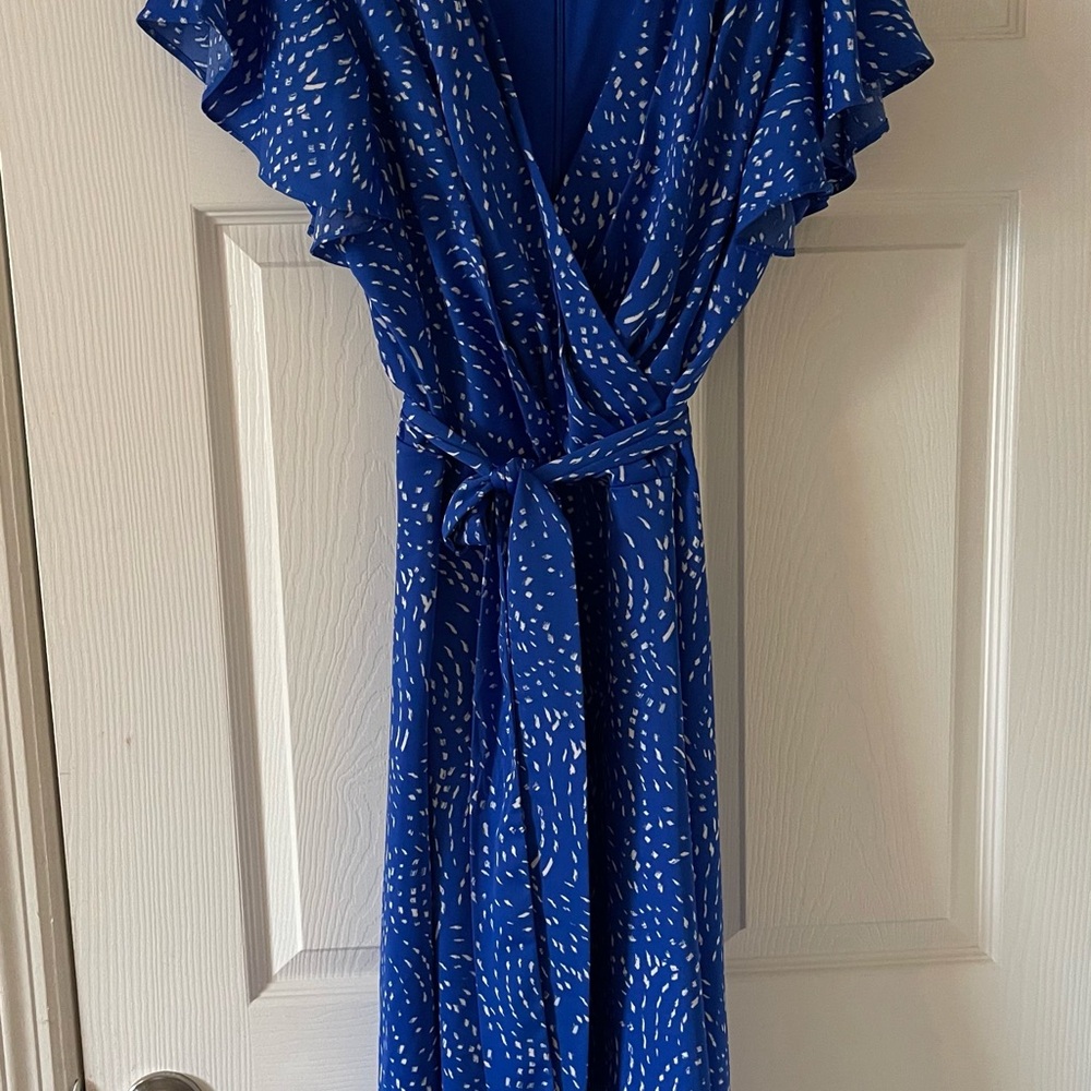 DKNY Blue and White Midi Dress
